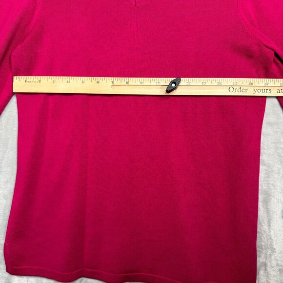 Chicos Sweater Womens Small Pink V Neck 3/4 Raglan Sleeve Rhinestone Thin Knit - Picture 8 of 11